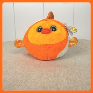 TY Beanie Ballz Bubbles Goldfish Plush Toy Stuffed Animal Cute Orange White‎